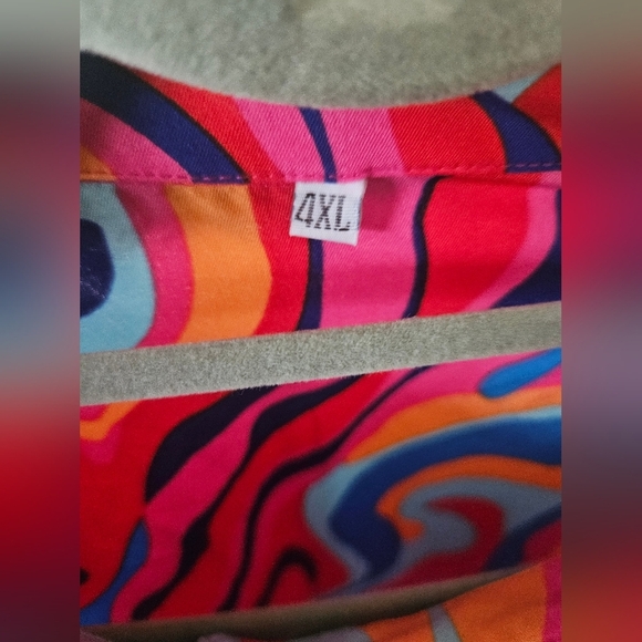 Anstract Print Button Down Dress Plus Size - Picture 6 of 6